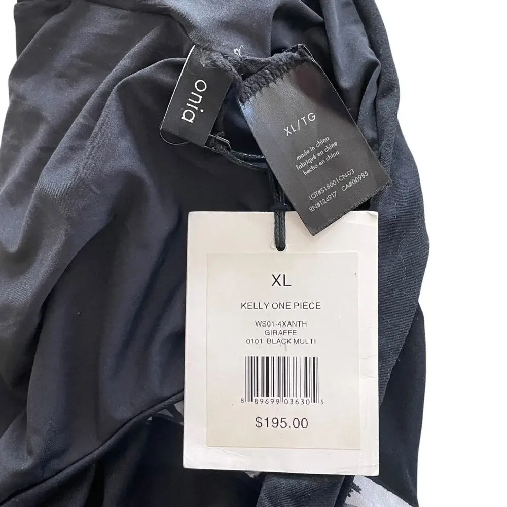 ONIA ANTHROPOLOGIE Women's Size XL Black Giraffe One-Piece Kelly Swimsuit NEW